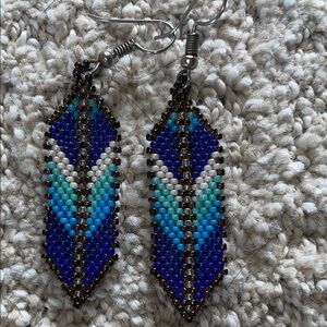 Navajo Handcrafted Blue and Turquoise Beaded Earrings